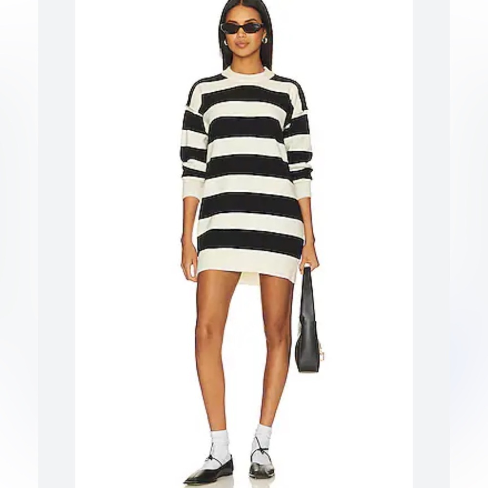 Line & Dot Edith Striped Mini Dress in Black and‎ White